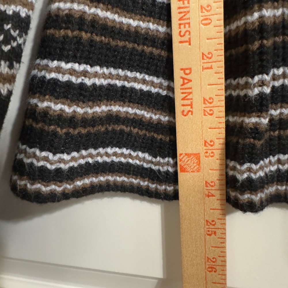 Verve Ami Womens Fair Isle Peplum Cardigan Sweater Black Brown XL V-Neck Knit - Picture 5 of 9
